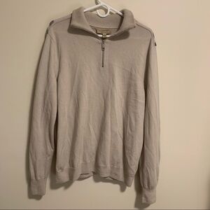Vintage Authentic Burberry Beige Wool Quarter Zip Men Size XL